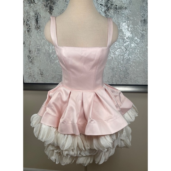 BRONX AND BANCO Serena Tiered Ruffle Skirt Boned Bodice Pink Mini Dress Size S - Picture 2 of 9